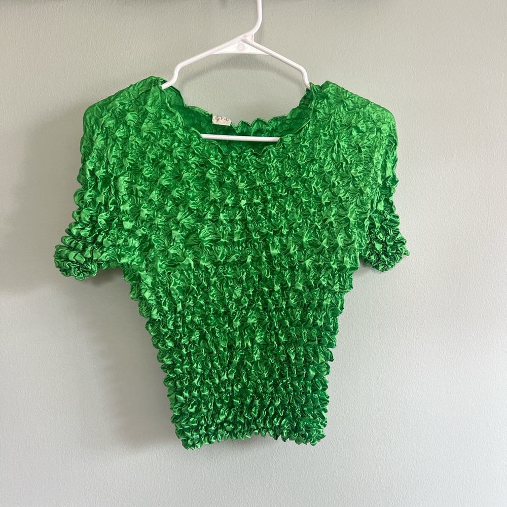 Y2K vintage FC green popcorn crinkle bubble shirt fits small-medium rave fairy